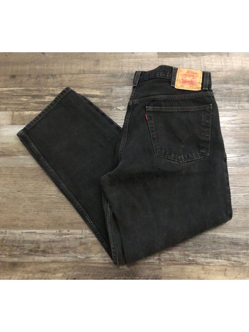 Levi's 505 Mens 40x30 Regular Fit Black Cotton Jeans